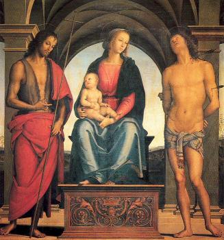 Pietro Perugino : Madonna and Child with Saints John the Baptist and Sebastian